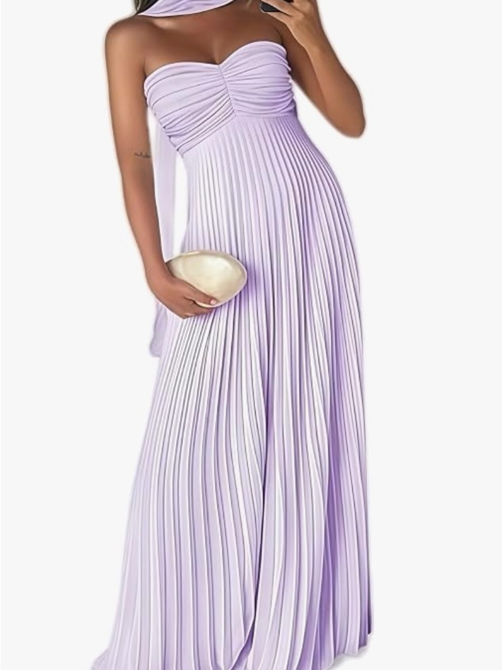 Lilac Pleated Wedding Guest, Prom, Bridesmaid Dress